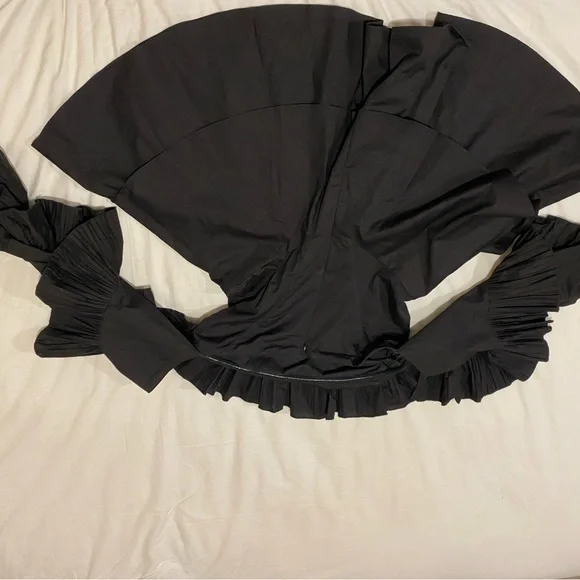 ASOS luxe pleated off shoulder cotton poplin skater dress - Picture 8 of 10